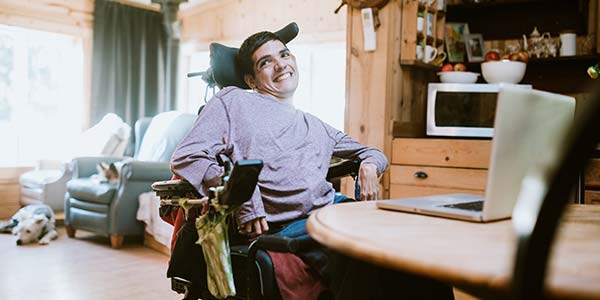 Disabled Young Man in a Wheelchair